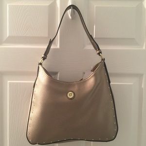 Liz Claiborne Pewter Pebbled Faux Leather purse